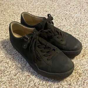 Hartjes Womens Phil All Black Nubuk Suede Lace Up Shoes w/ Zipper Size 5 US 7.5